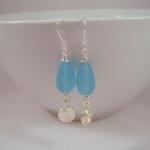 Earrings, Blue Sea Glass, T..