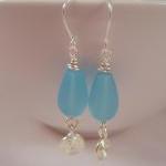 Earrings, Blue Sea Glass, T..