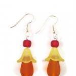 Earrings, Orange Red Beach ..