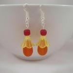 Earrings, Orange Red Beach ..