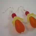 Earrings, Orange Red Beach ..