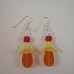 Earrings, Orange Red Beach ..
