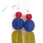 Earrings, Red Blue Yellow S..