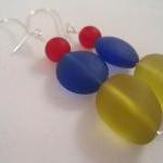 Earrings, Red Blue Yellow S..