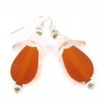 Earrings, Orange Beach Glas..