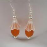 Earrings, Orange Beach Glas..